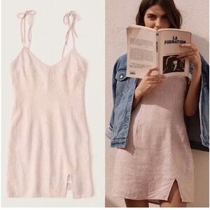 Abercrombie & Fitch Beige Linen Blend Striped Mini dress. Size L